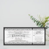 Zwart Wit Grijs Vintage Uitnodiging Wedding Ticket (Staand voorkant)