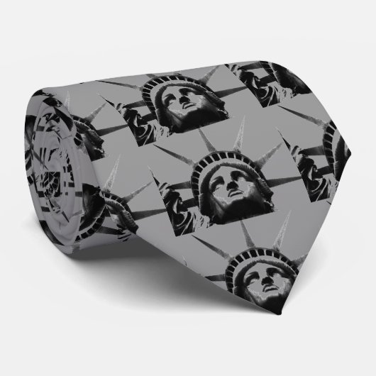Zwart Wit Grijs Vrijheidsbeeld Stropdas (Opgerold)