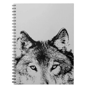 Zwart & Wit Grijs Wolf Eyes Notitieboek