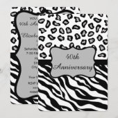 Zwart Wit Grijs Zebra Luipaard 40ste Verjaardag Kaart (Voorkant / Achterkant)