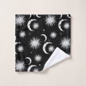 Zwart & Wit Grillen Zon Maan & Sterren Bad Handdoek (Wasdoekje)
