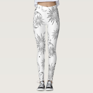Zwart & Wit Grillen Zon Maan & Sterren Leggings
