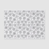 zwart-wit grillig bloempatroon tissuepapier (Voorkant)