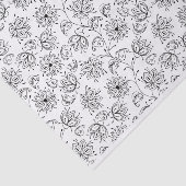 zwart-wit grillig bloempatroon tissuepapier (Detail)