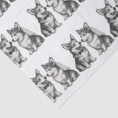 Zwart-wit grillige Corgi bruiloft Tissuepapier (Detail)