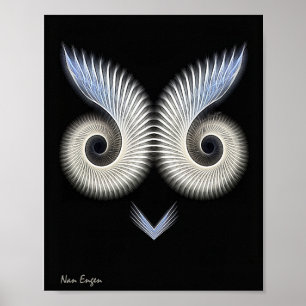 Zwart-wit grillige uil afbeelding. poster