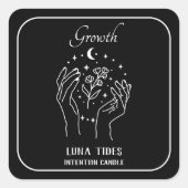 Zwart-wit Groeiinktkaarsenlabel Vierkante Sticker (Voorkant)