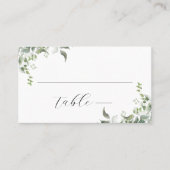 Zwart wit groen botanische Waterverf bruiloft Plaatskaartje (Voorkant)