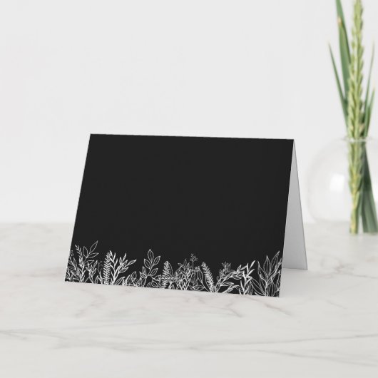 Zwart-wit groen bruiloft dank u kaart (Achterkant)