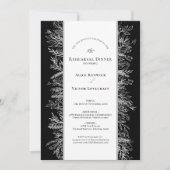 Zwart-wit groen bruiloft repetitie diner kaart (Voorkant)