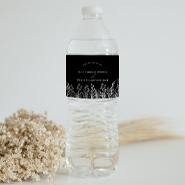 Zwart-wit groen bruiloft waterfles etiket
