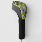 Zwart wit groen Chevron Zigzag Monogram Golfheadcover (Schuin)