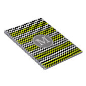 Zwart wit groen Chevron Zigzag Monogram Notitieboek (Rechterzijde)
