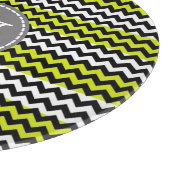 Zwart wit groen Chevron Zigzag Monogram Snijplank (Hoek)