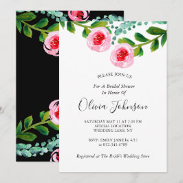 Zwart Wit Groen Eucalyptus Bloemen Vrijgezellenfee Kaart