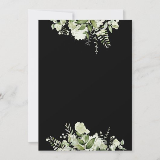 Zwart-wit groen String Lights Bruiloft Save The Date (Achterkant)