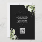 Zwart-Wit groene bloemencode QR-code Trouwkaart Save The Date (Achterkant)