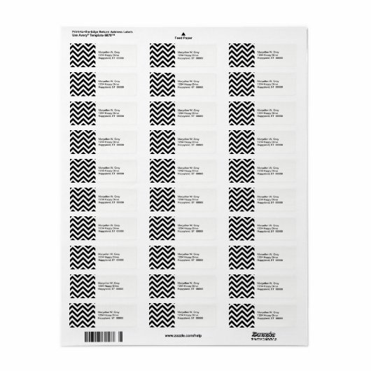 Zwart-wit groot Chevron ZigZag Pattern Etiket (Full Sheet)