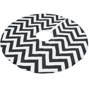Zwart-wit groot Chevron ZigZag Pattern Kerstboom Rok
