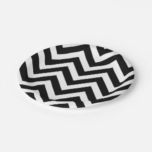 Zwart-wit Groot formaat Chevron Stripes Papieren Bordje