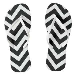 Zwart-wit Groot formaat Chevron Stripes Teenslippers