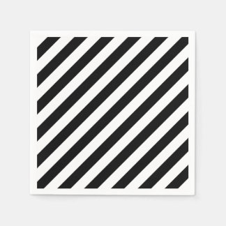 Zwart-wit Groot formaat Diagonaal Stripes Papier Servet