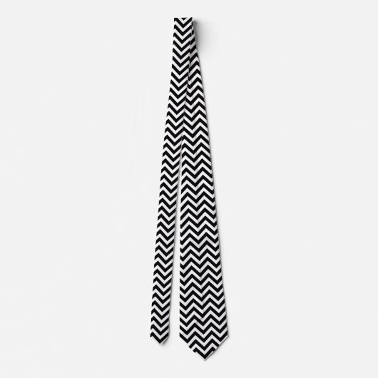Zwart-wit Groot Grootte Horizontale Chevron Stropdas (Achterkant)