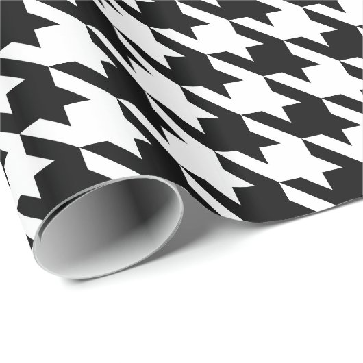 Zwart-wit, groot houndstoothpatroon cadeaupapier (Rol Hoek)