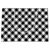 Zwart-wit Grote Grootte Diagonal Gingham Checks Groot Cadeauzakje (Voorkant)