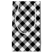 Zwart-wit Grote Grootte Diagonal Gingham Checks Klein Cadeauzakje (Voorkant)