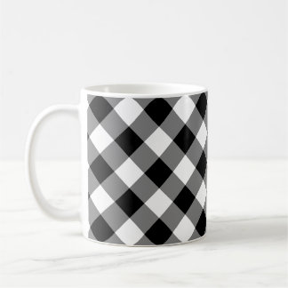 Zwart-wit Grote Grootte Diagonal Gingham Checks Koffiemok