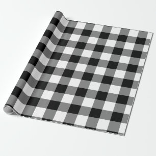 Zwart-wit Grote Grootte Gingham Checks Cadeaupapier