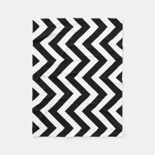 Zwart-wit Grote Grootte Verticale Chevron Fleece Deken