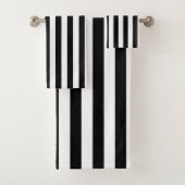 Zwart-wit Grote Grootte Verticale Strepen Bad Handdoek (Insitu)