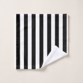 Zwart-wit Grote Grootte Verticale Strepen Bad Handdoek (Wasdoekje)