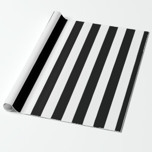 Zwart-wit Grote Grootte Verticale Strepen Cadeaupapier