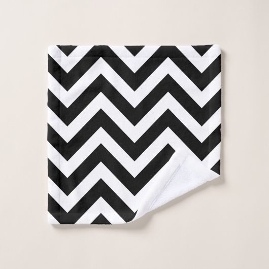 Zwart-wit Grote horizontale Chevron Stripes Bad Handdoek (Wasdoekje)