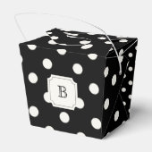 Zwart & Wit Grote Polka Dots Chique Monogram Party Bedankdoosjes (Achterkant)