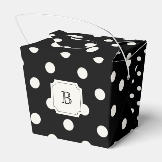 Zwart & Wit Grote Polka Dots Chique Monogram Party Bedankdoosjes (Achterkant)