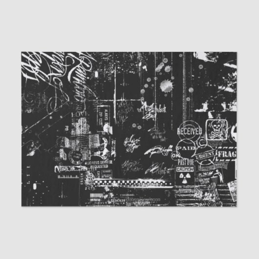 Zwart-wit grunge Tissue Paper Tissuepapier (Voorkant)