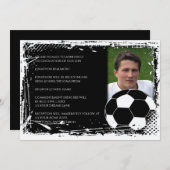 Zwart-wit Grunge Voetbal Afstuderen Kaart (Voorkant / Achterkant)