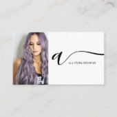 Zwart wit haarmake-up foto initiaal qr code visitekaartje (Voorkant)