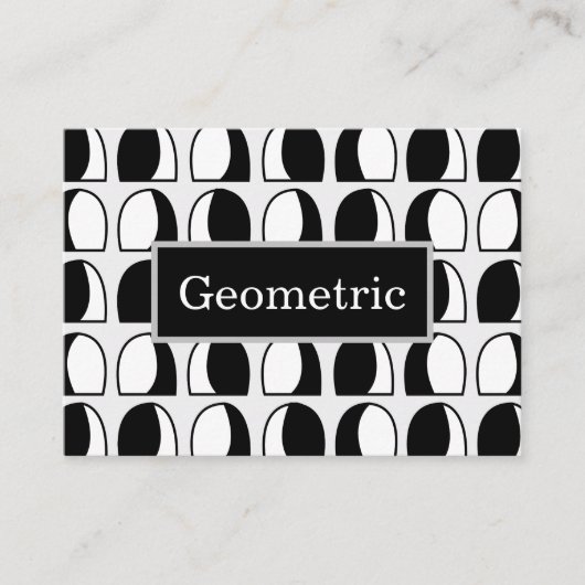 Zwart-wit halfcirkel geometrisch patroon visitekaartje (Voorkant)