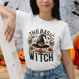  zwart wit Halloween Basic Heksenvrouwen T-shirt