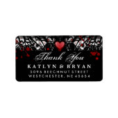 Zwart & Wit Halloween bruiloft hart dank u Etiket (Voorkant)