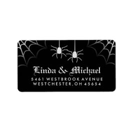 Zwart Wit Halloween Bruiloft Spinnen Web Adres Etiket
