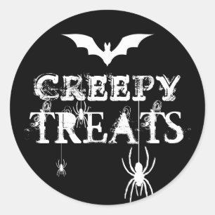 Zwart-wit Halloween Creepy Bats Spinnen Ronde Sticker