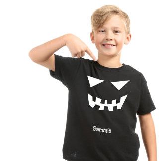 Zwart Wit Halloween Enge Gezicht Aangepaste Naam K T-shirt