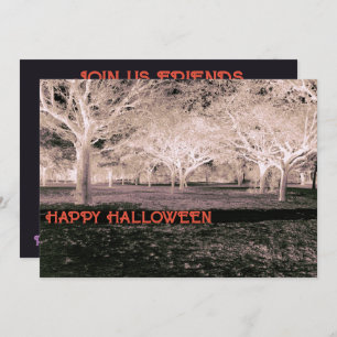 Zwart-wit Halloween-feest enge Bossen Kaart