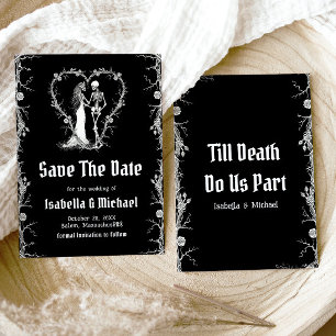 Zwart-wit Halloween gotische Save The Date Kaart